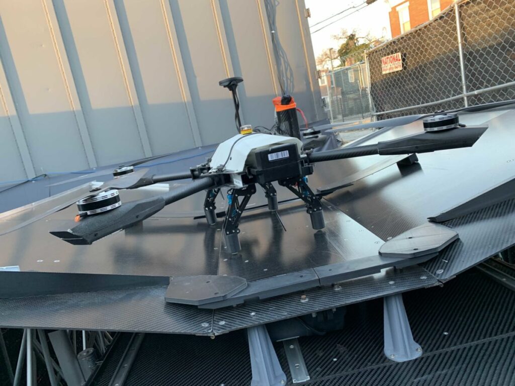 Asylon security drone prepares for takeoff.