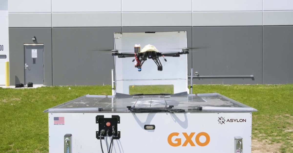 Asylon's DroneSentry System taking off of the DroneHome station