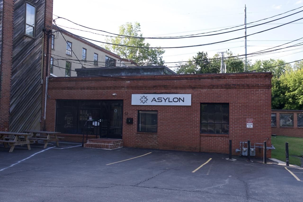Low brick office building serves as headquarters for Asylon, provider of Robots-as-a-Service (RaaS) security solutions.