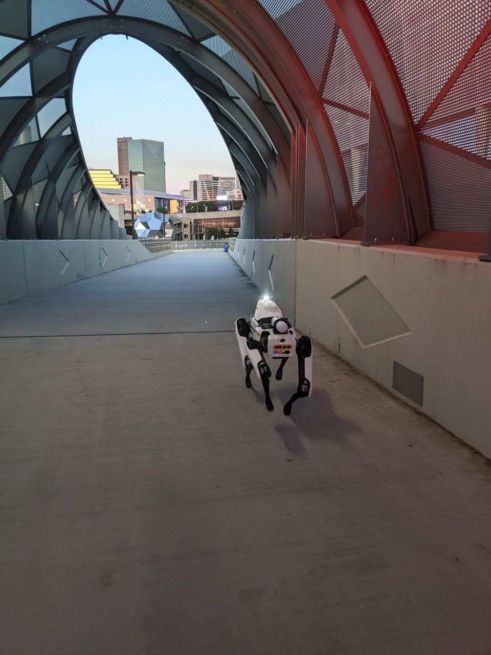 Empty stadium corridor showing an exposed perimeter area that requires consistent security monitoring.